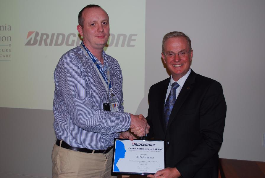 Dr Keane receives the inaugural Bridgestone Australia Career Establishment Grant